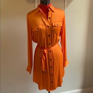 Lauren by Ralph Lauren, orange button up dress
